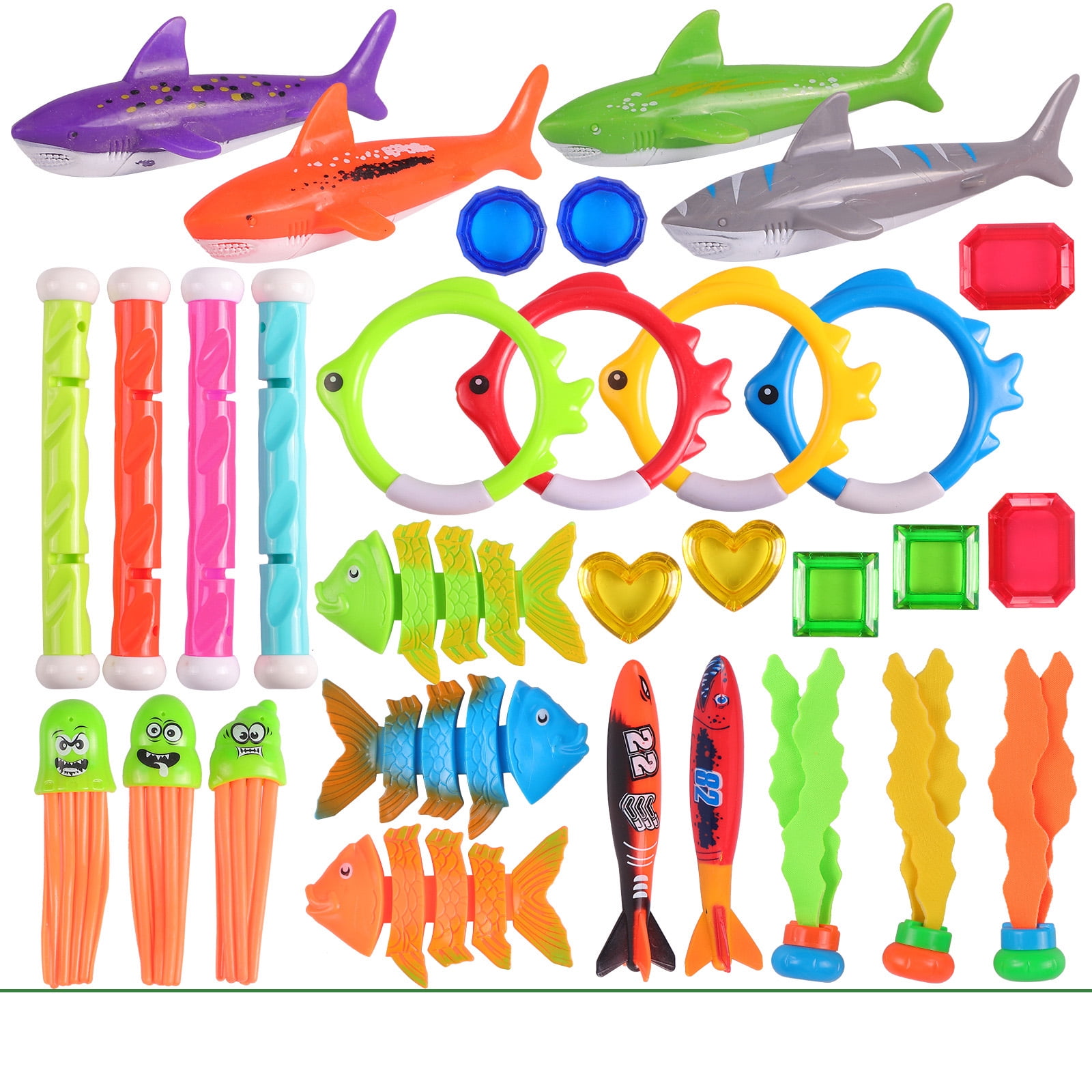 clleylise Pool Diving Toys Games,Pool Toy Set with Storage Bag Swimming