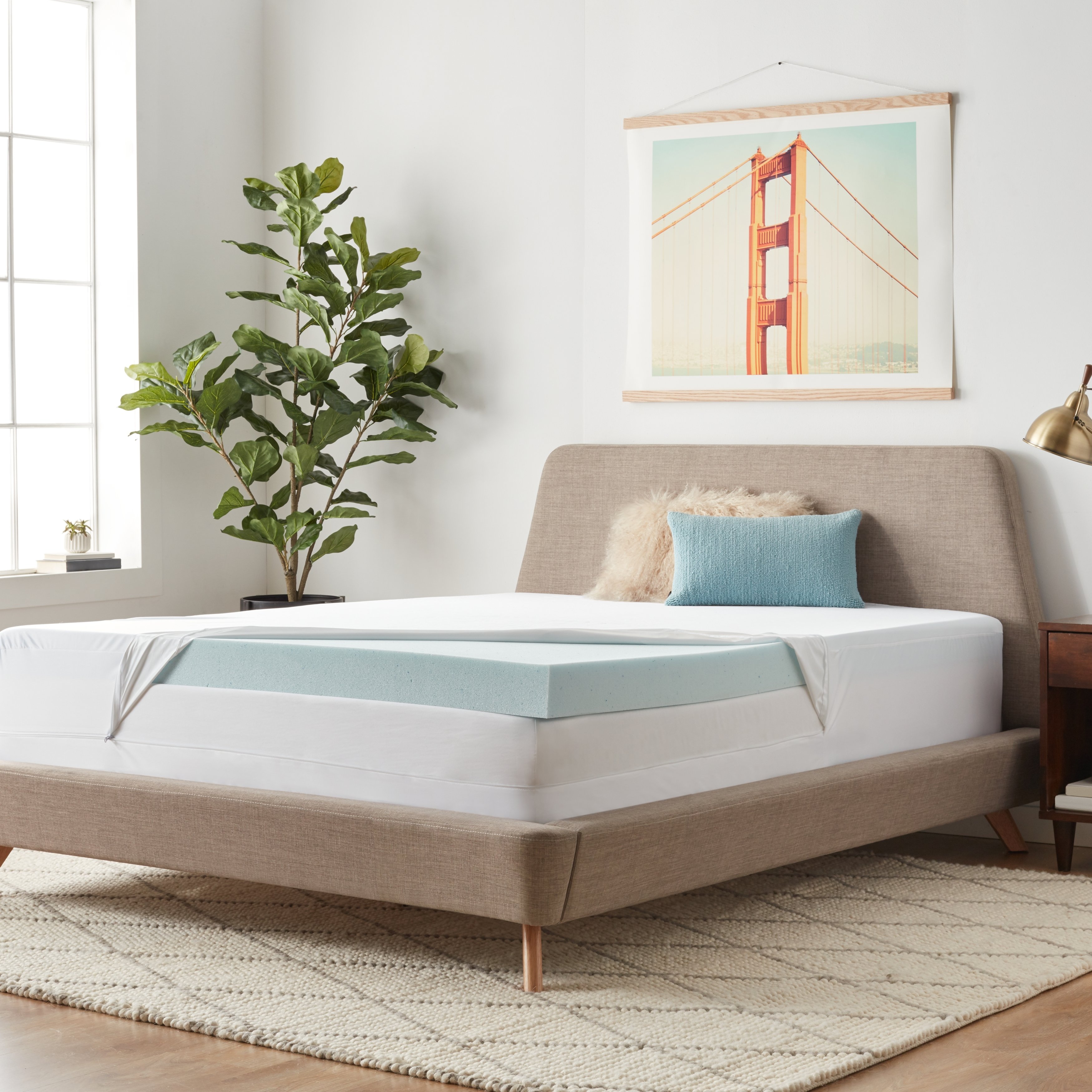 Lucid Comfort Collection 4Inch Gel Memory Foam Mattress Topper with