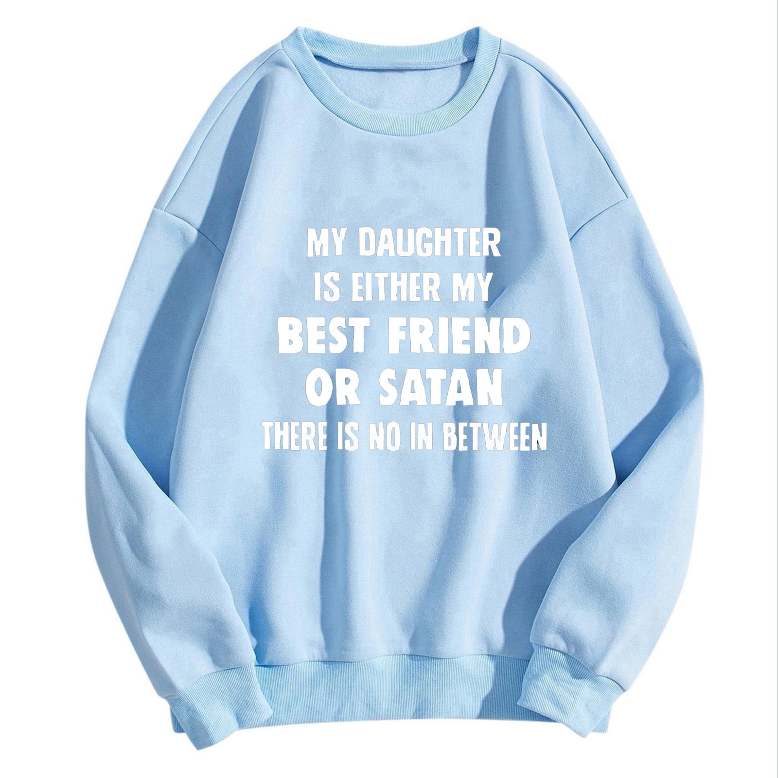 Ladies Fashion Casual Solid Color Loose Long Sleeved Letter Printed Round Neck Hoodie Cat Sweatshirts for Women Dressy Zipper Sweatshirts Women Sweatshirts Women Hoodies plus Size Women 5x Pretty