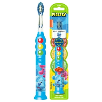 Firefly Ready Go Brush, Light Up Timer Toothbrush, Blue's Clues, Premium Soft Bristles, 1 Minute Timer, Less Mess Suction Cup, Battery Included, Easy Storage, Dentist Recommended, For Ages 3+, 1 Count