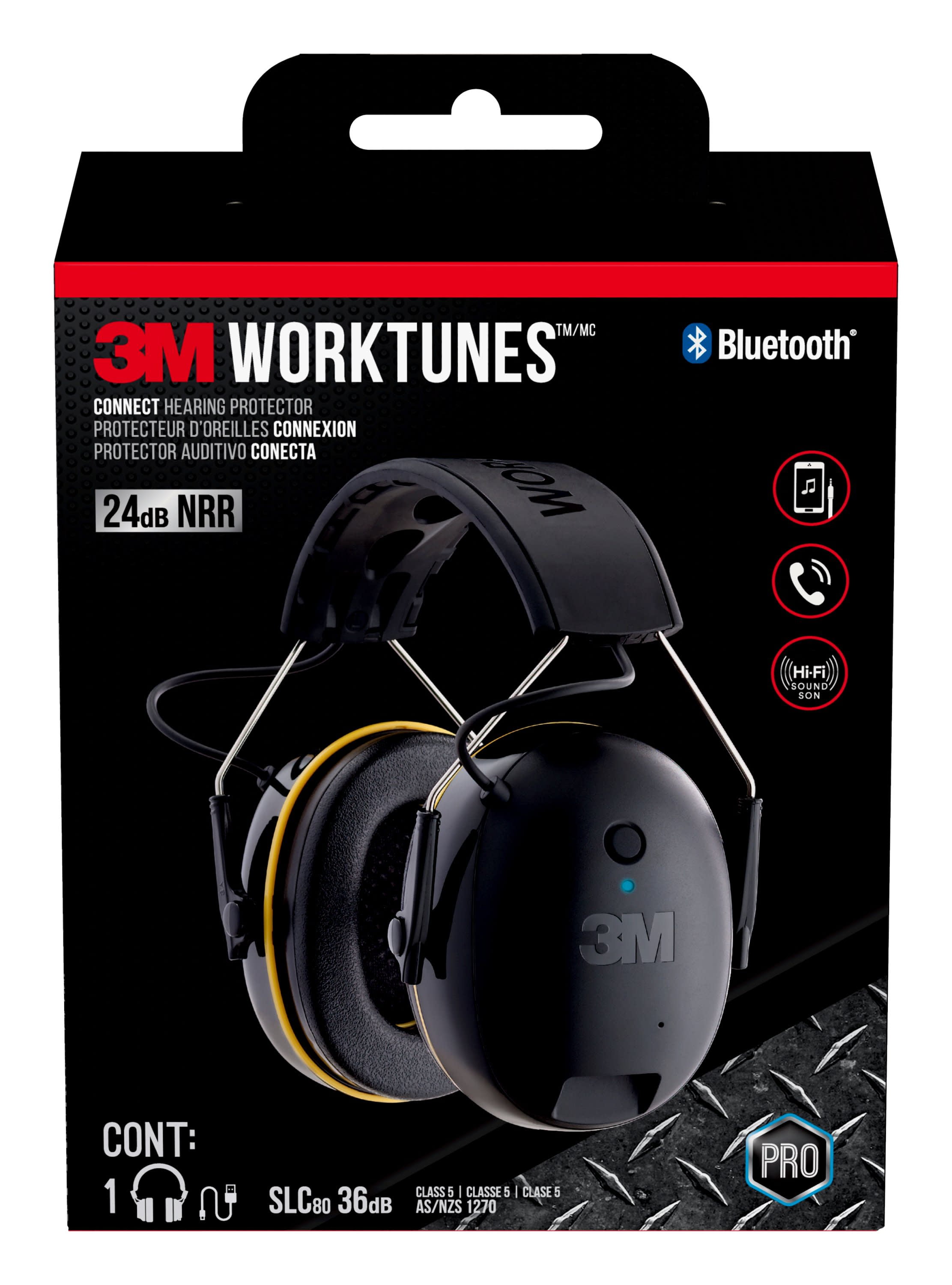 Hearing Protector 3M Worktunes Muff Headset HI-FI Sound Ear Connect Bluetooth 