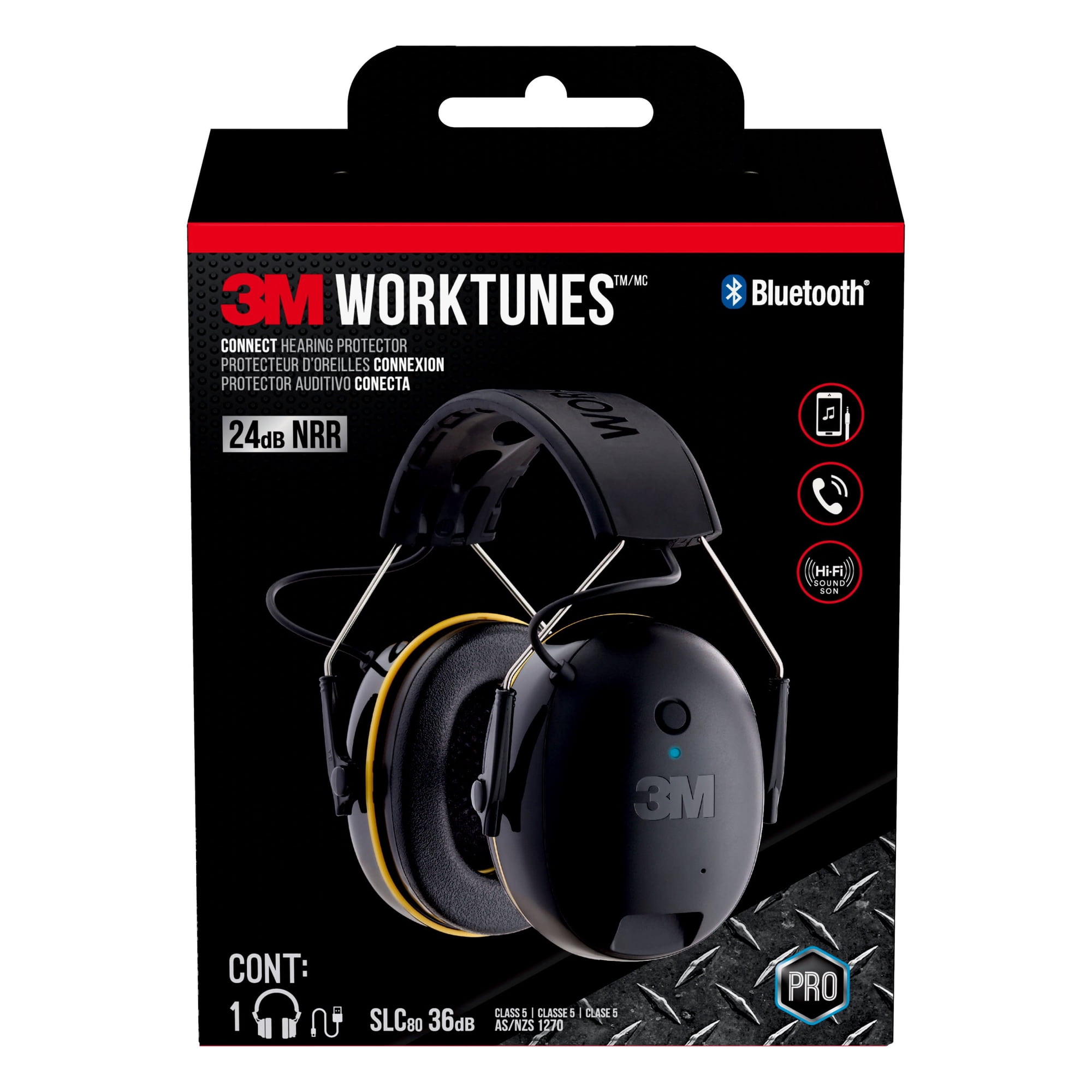 3M WorkTunes Connect Hearing Protector with Bluetooth Technology, Built-In Rechargeable Battery, Audio/Voice Assist