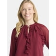 thumbnail image 4 of Time and Tru Women's Ruffle Blouse with Long Sleeves, Sizes XS-XXXL, 4 of 5