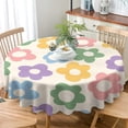 thumbnail image 3 of Odenmar Daisy Floral Round Tablecloth 60 Inch, Farmhouse Waterproof Table Cover, Rustic Flower Design for Dining Table, Kitchen, Party Indoor Outdoor, 3 of 6