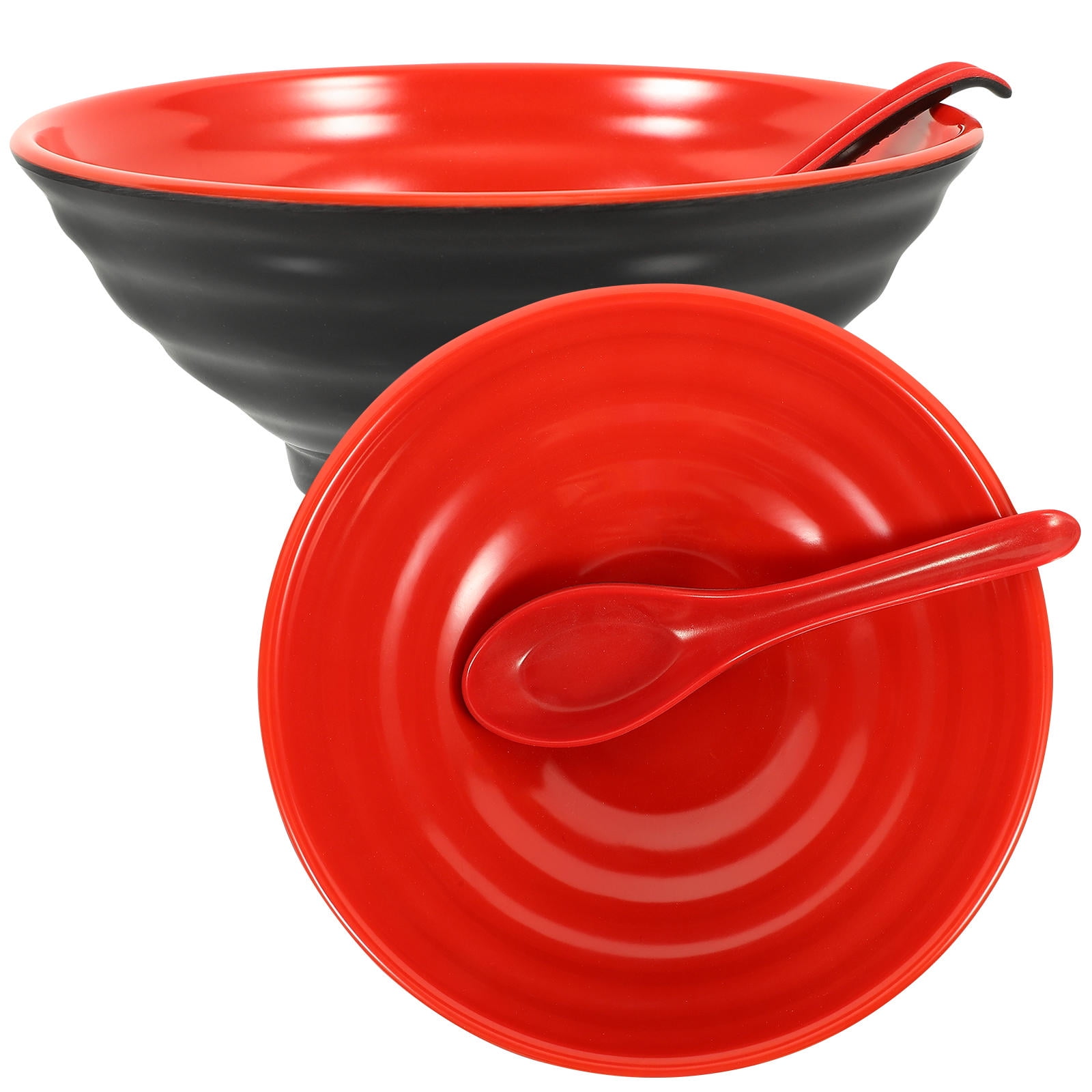 PAMINGONO Set of 2 Red Round Ramen Noodle Bowls 7.4 for Bars and Restaurants