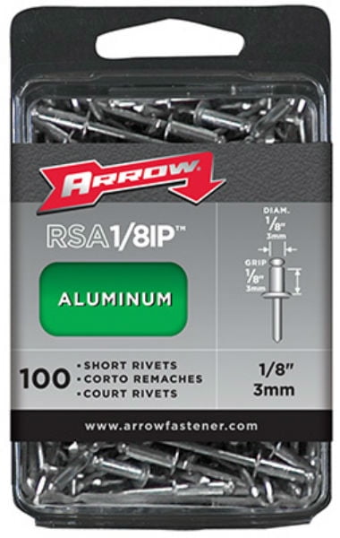 Arrow Fastener RSA1/8IP Short Aluminum Rivet 1/8" DM 100-Count 