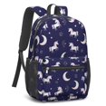 thumbnail image 2 of Unicorn and Moon Blue Pattern 17" School Backpacks for Teens,Waterproof Oxford Fabric,S-Shape Padded Straps for School,Travel,Hiking,Camping, 2 of 6