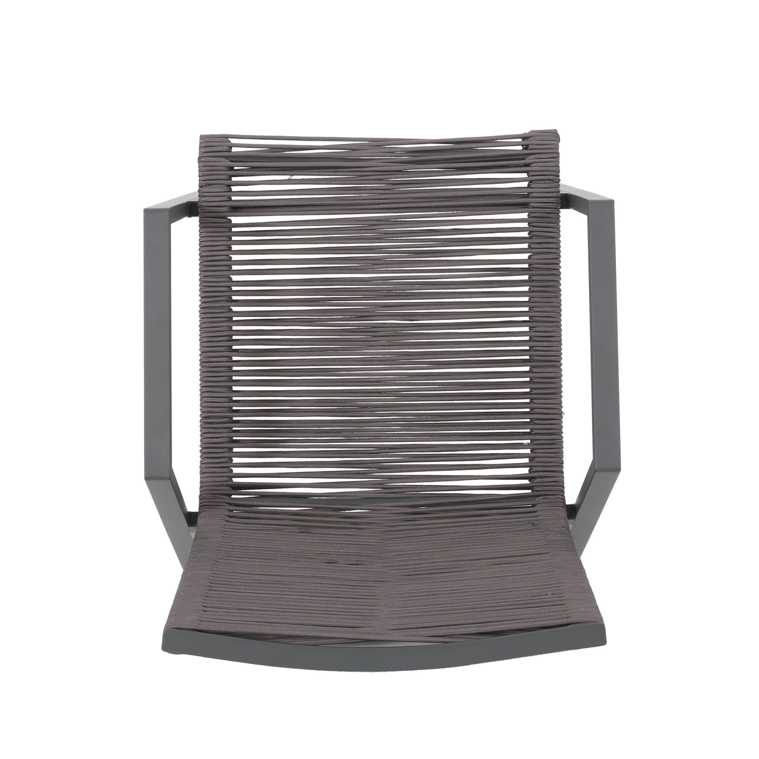 Croix Outdoor Modern Aluminum Dining Chair with Rope Seat, Set of 2, Gray and Dark Gray
