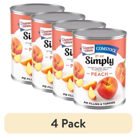 (4 pack) Duncan Hines Comstock Simply Peach Pie Filling and Topping, Ready to Use, 21 oz.
