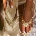 thumbnail image 2 of longantii Flip Flops for Women Sandals Beach Thong Sandals for Women Dressy Summer Fancy Style Flip Flops Rhinestone Open Toe Slippers Bling-Bling Flat Slides White, 2 of 6