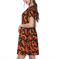 thumbnail image 2 of Naloa Red Hot Chili Print Womens Summer A-Line Dress with Pockets,Short Sleeve Dresses,Flowy Beach Swing Dress for Vacation Travel, 2 of 6