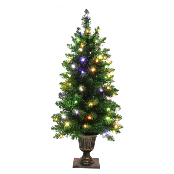 LAMPHOME 3FT 100LED Pre-Lit Artificial Christmas Tree,Pre-lit Christmas Tree, Faux Pine Tree, Pre-Lit Multi and Warm White Tree, 130 Tips,with 16-Functions