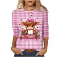 thumbnail image 2 of Xuyuer Valentine T Shirts Love Heart Printed Graphic Tee Tops Women's Casual 3/4 Sleeve T-Shirts Round Neck Cute Tunic Tops Basic Tees Blouses Business Work Tee Top Spring Shirts, 2 of 6