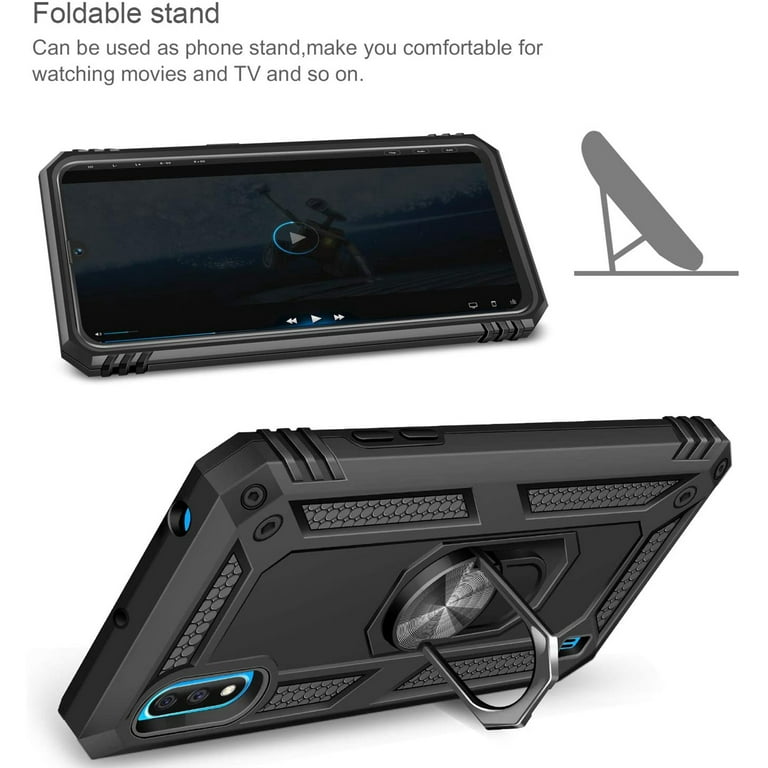 Dteck Samsung Galaxy A21 Case 360 Metal Rotating Ring Kickstand