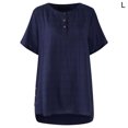 thumbnail image 3 of Minnieouse Mujer Verano A Cuadros Camiseta Abotonada Manga Corta Suelta Top Prendas para la parte del cuerpo azul L, 3 of 6
