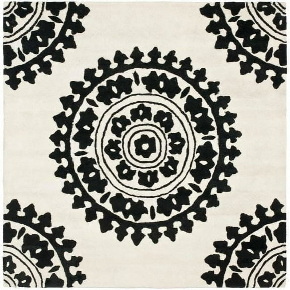 Safavieh Handmade Soho Chrono Ivory/ Black N. Z. Wool Rug (6' Square)