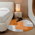 thumbnail image 2 of Round Area Rug 4 Ft, Orange Abstract Washable Non-Slip Circle Carpet for Living Room/Bedroom, Grey Geometric Oil Painting Vintage Gradient Low-Profile Crawling Mats Collection Rugs for Indoor, 2 of 8