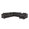 thumbnail image 6 of Celine Gray Chenille Fabric Sectional Rt-Facing Chaise Cupholders Charging Ports, 6 of 13