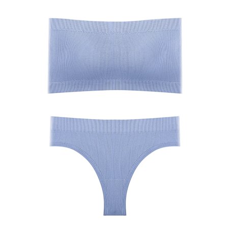 

MPWEGNP Women 2 Piece Strapless Top With Padded Bra Lingerie Vest And Thong Panties Set