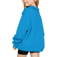 thumbnail image 4 of JUSLIO Hoodies for Girls Round Neck Solid Color Hoodless Sweatshirt Casual Athletic Long Sleeve Tops Sweatshirts Blue(7 Years）, 4 of 8
