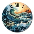 thumbnail image 2 of Designart "Of Wonder Coastal waves Waves painting V" Nautical & Beach Oversized Wall Clock, 2 of 5