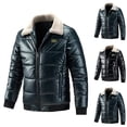 thumbnail image 4 of guisaled Winter Jackets for Men 2025 Sherpa Fleece Lined Faxu Leather Jackets Zip Up Lapel Cargo Military Thick Warm Coats, 4 of 5