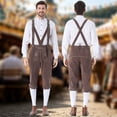 thumbnail image 2 of Lispipm Men Lederhosen Adjustable Strap Oktoberfest Outfit Traditional Retro Trousers for Beer Festival Daily Wear Grey L, 2 of 5