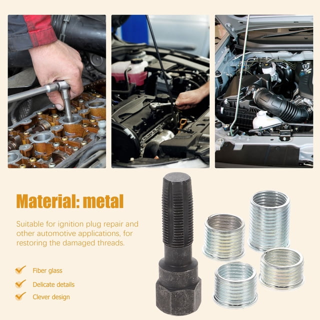 Phenofice Thread Insert Kit for Repair Use Black Ideal for Ignition Plug and Automotive Thread Damage