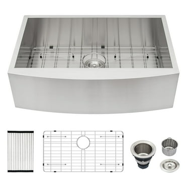 33"x20"x9" Brushed Nickel Stainless Steel Farmhouse Apron Front Kitchen Sink, Single Bowl
