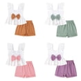 thumbnail image 5 of WBQ Girls 2 Piece Outfits Summer Clothes Ruffle Short Sleeve Shirts Top and High Waist Paper Bag Shorts Set, 5 of 6