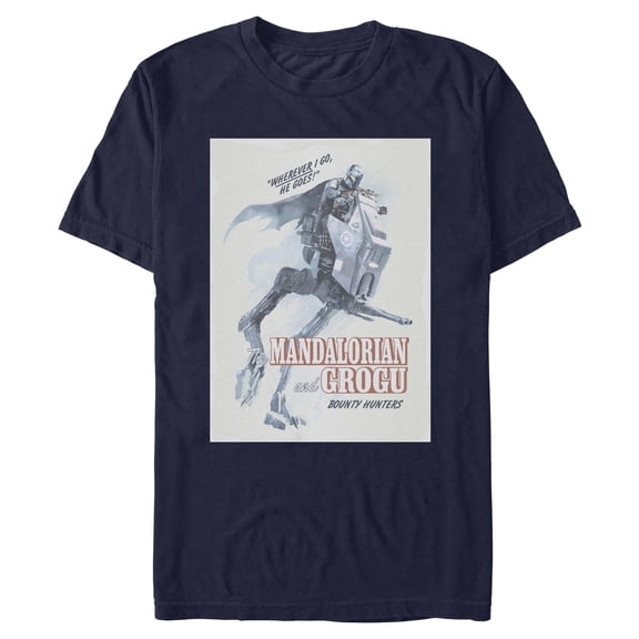 Mens Star Wars: The Mandalorian and Grogu Wherever I Go He Goes Bounty Hunters T Shirt