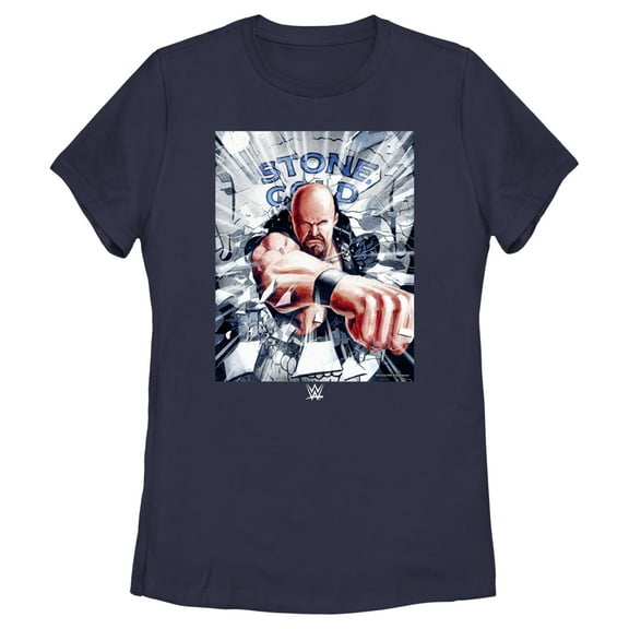 Women's WWE Stone Cold Steve Austin Poster  Graphic Tee Navy Blue Large