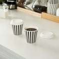 thumbnail image 4 of Restpresso 8 oz Black and White Stripe Paper Single Wall Coffee Cup - with White Lid - 3 1/2"x 3 1/2"x 4" - 20 count box, 4 of 11