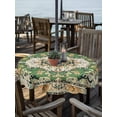 thumbnail image 3 of Round Outdoor Tablecloth With Umbrella Hole And Zipper– Green Orange Boho Waterproof Patio Table Cover for Party, Picnic, Backyard, 50" Dia. , Vintage Bohemian Geometric Pattern, 3 of 8