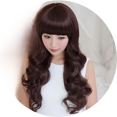 thumbnail image 1 of Peluca de mujer de estilo coreano largo y rizado, voluminosa, de aspecto natural, con flequillo completo, extensiones de cabello al por mayor para dar forma al rostro, 1 of 4