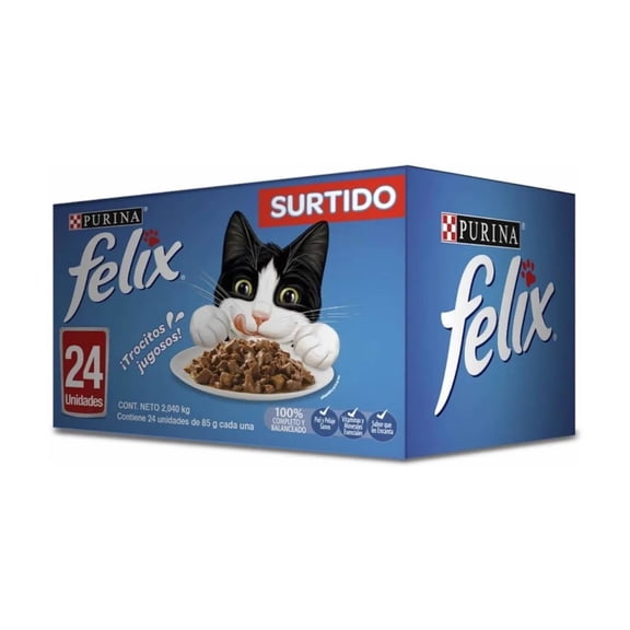 Paquete de 24 sobres Purina Felix Surtidos 85 gr