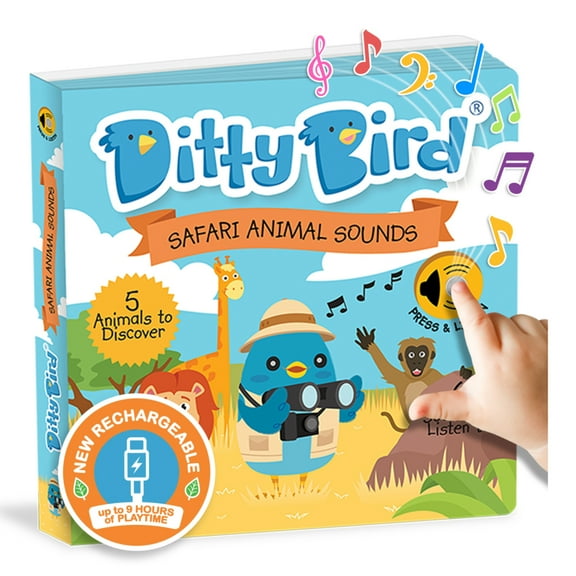 Pre-Owned Ditty Bird Interactive Safari Animal Sound Book Jungle Animals Musical Books for Toddlers 1- 3 Board Book with Sounds (Board book) 0648268535 9780648268536