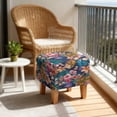 thumbnail image 4 of SCRAWLGOD Hibiscus Plumeria Tropical Leaf Print Ottoman Cover Square High Stretch Ottoman Slipcover with Nonslip Elastic Bottom Soft Footstool Protector for Square Storage Ottomans, 4 of 7