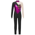 thumbnail image 3 of Eandarui Kids Girls Gymnastic Yoga Workout Leotard Jumpsuit Metallic Patchwork Figure Ice Skating Hot Pink 12, 3 of 7