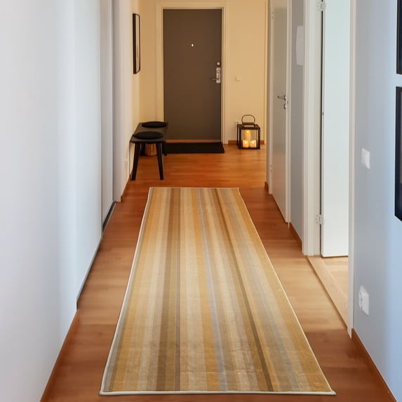 Stripes Decorative Rug, Abstract Ocean Inspired Palette Lines Geometrical Image Illustration, Quality Carpet for Bedroom Dorm and Living Room, 6 Sizes, Pale Orange, by Ambesonne