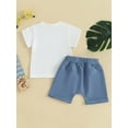 thumbnail image 4 of Bslissey Toddler Baby Boys Summer Outfits Letter Print T-shirt Short Sleeve Tops + Elastic Waist Shorts Sets Infant Casual 2Pcs Clothes 6M 12M 18M 24M 3T, 4 of 10