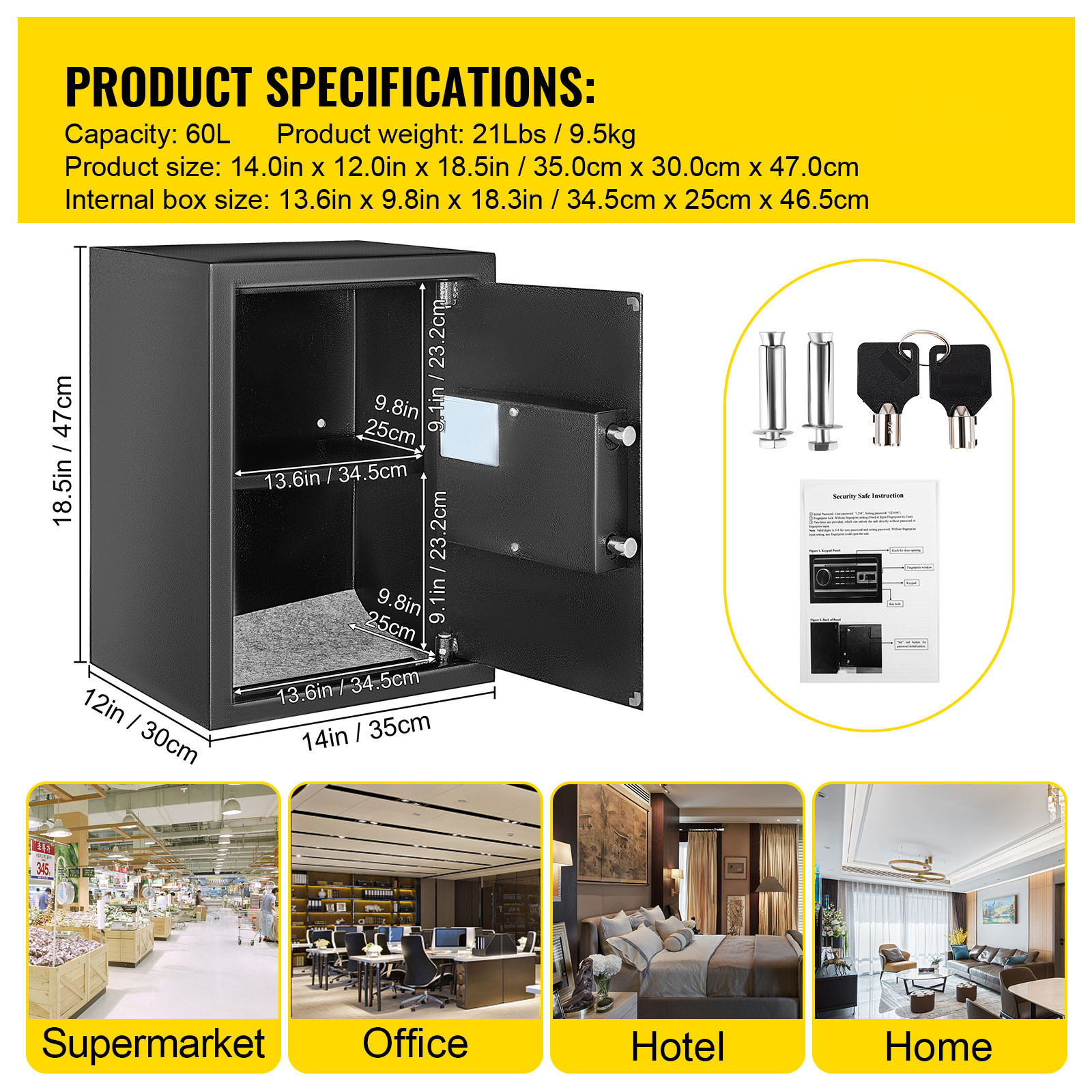 Kffkff 60L Security Safe with Fingerprint Lock photo 7
