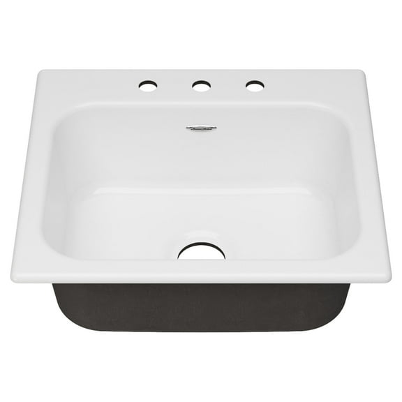 American Standard Quince Drop-in Cast Iron 25 in. 3-Hole Single Bowl Kitchen Sink in Brilliant White