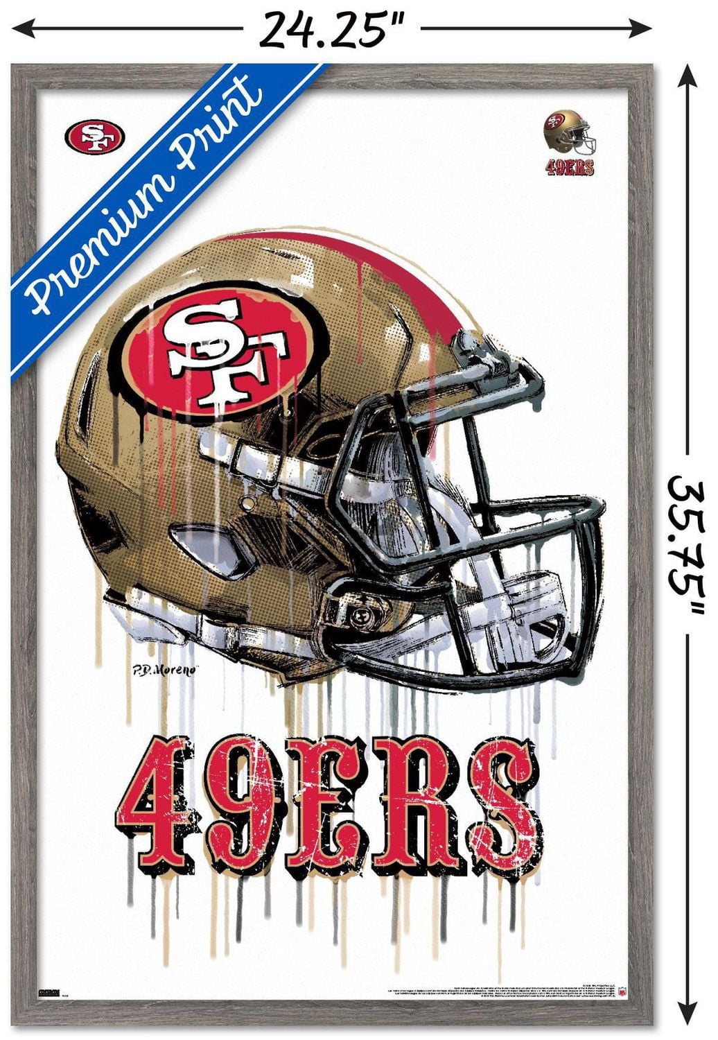 NFL San Francisco 49ers - Drip Helmet 20 Wall Poster with Push Pins, 22.375" x 34"