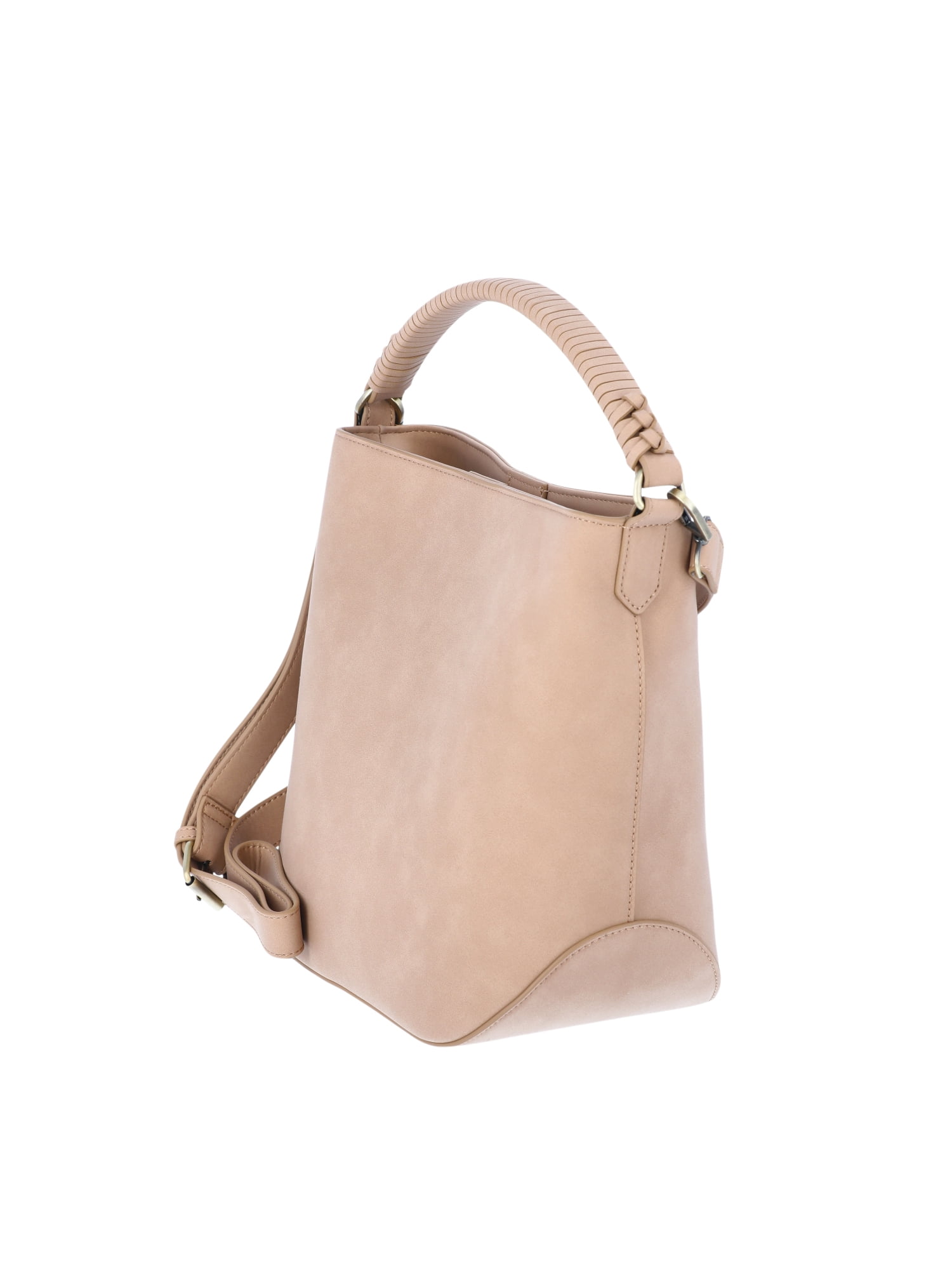 Time and Tru Women's Bucket Crossbody Handbag, Mocha Splash