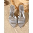thumbnail image 3 of On feet& in love Women's Open Toe Glitter One Band Slip On Stiletto High Heel Mule Sandals for Wedding Party Club Daily Dress, 3 of 6