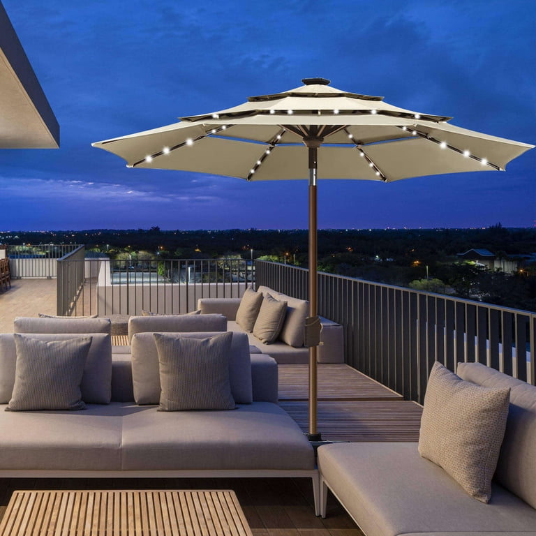 eliteshade patio umbrella type sunbrella 11ft 3 tiers with ventilation 9ft Three-Tier Solar LED Market Eurmax Eliteshade Titan patio outdoor garden backyard gazebo with ventilation and 5 years of non ProShade 11' Solar LED Aluminum