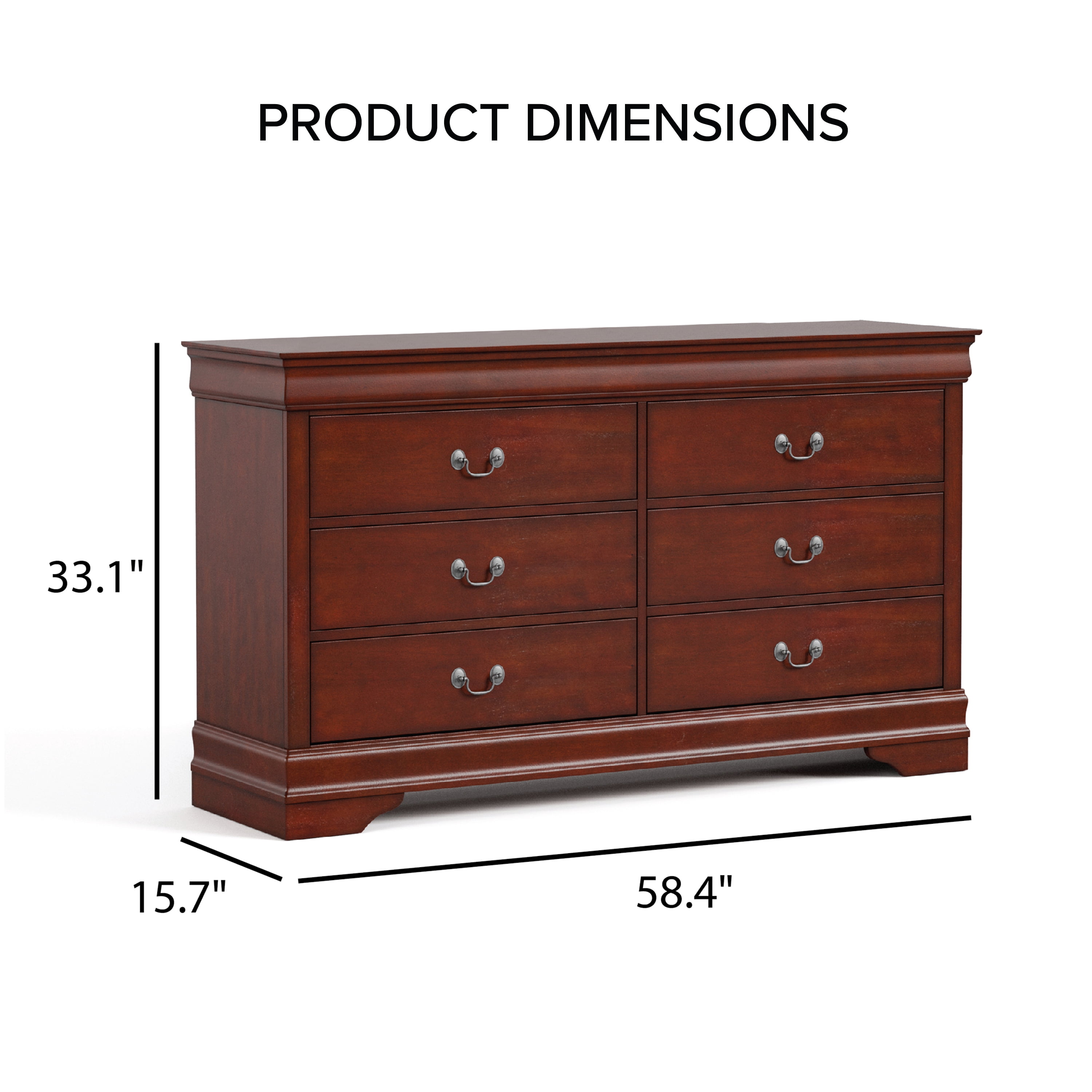 Furniture of America Rycia Traditional 6-Drawer Dresser, Black