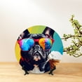 thumbnail image 6 of Daiia Rainbow Bulldog Sunglasses Printed Pattern Ceramic Plate Dinner Plates Bone China Decorative Plates with Display Stand Art Ceramic Ornaments for Wall Hanging Decoration-8in, 6 of 6