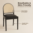 thumbnail image 5 of Leumius Rattan Dining Chairs Set of 2, Upholstered Linen Dining Room Chairs with Backrests, Modern Kitchen Chairs with Wood Legs for Dining Room, Black, 5 of 9